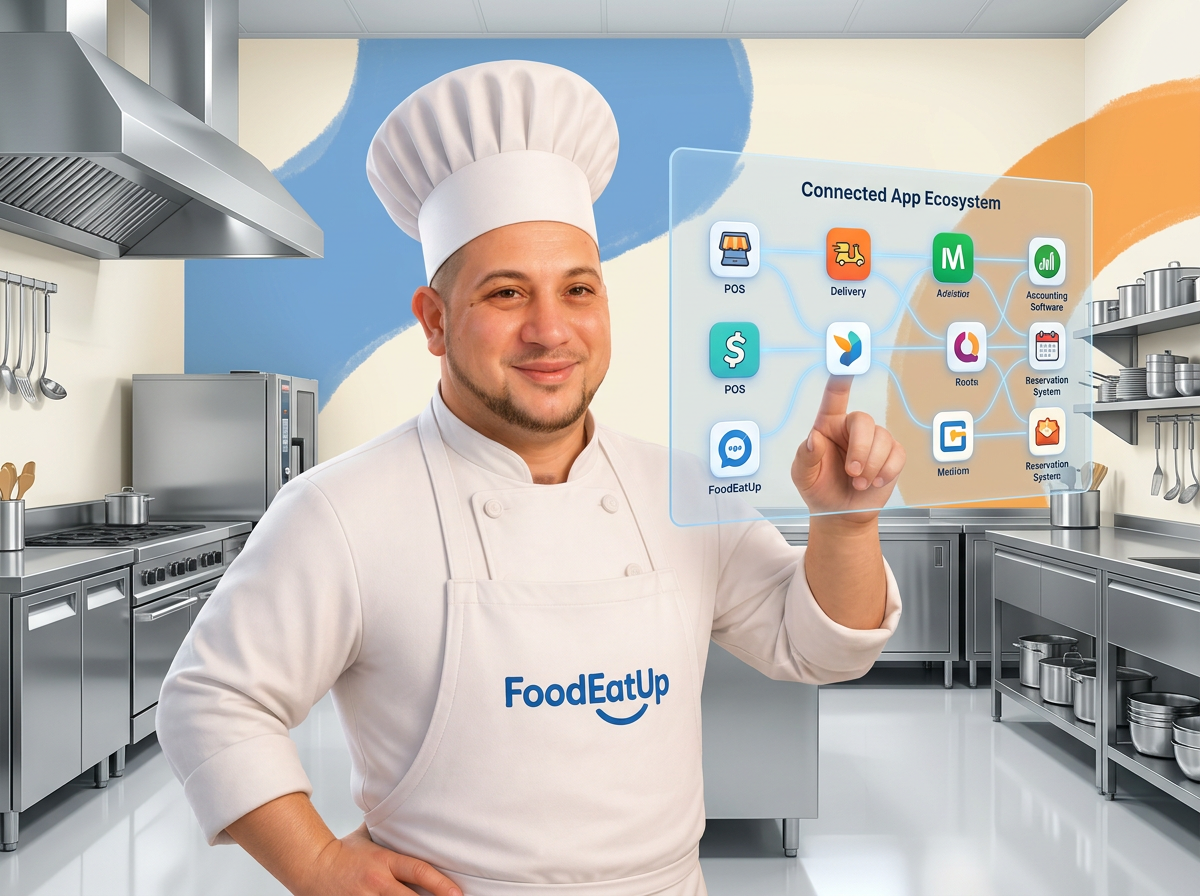 Le chef FoodEatUp devant l'écosystème d'applications connectées