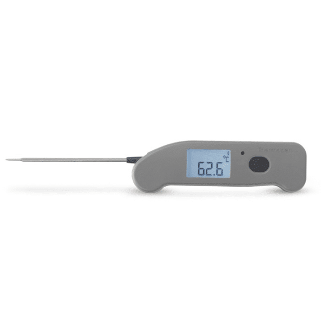 Thermomètre Thermapen ONE Blue, sonde de pénétration et écran affichant 62,6 °C