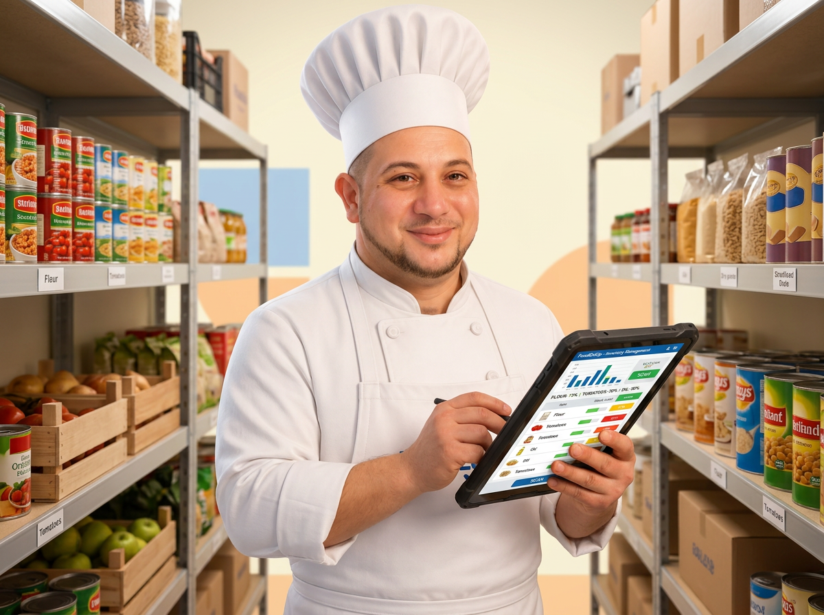 Le chef FoodEatUp face à son tableau de bord des stocks