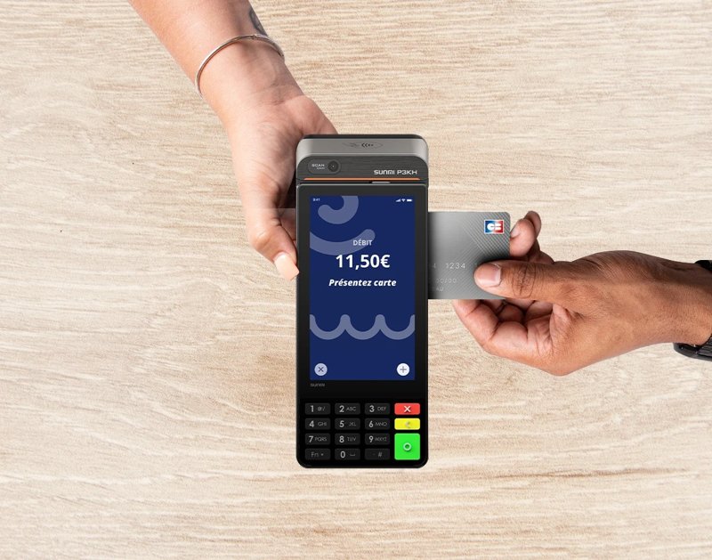 Terminal de paiement Maxi Smile : terminal classique, pavé numérique, imprimante intégrée