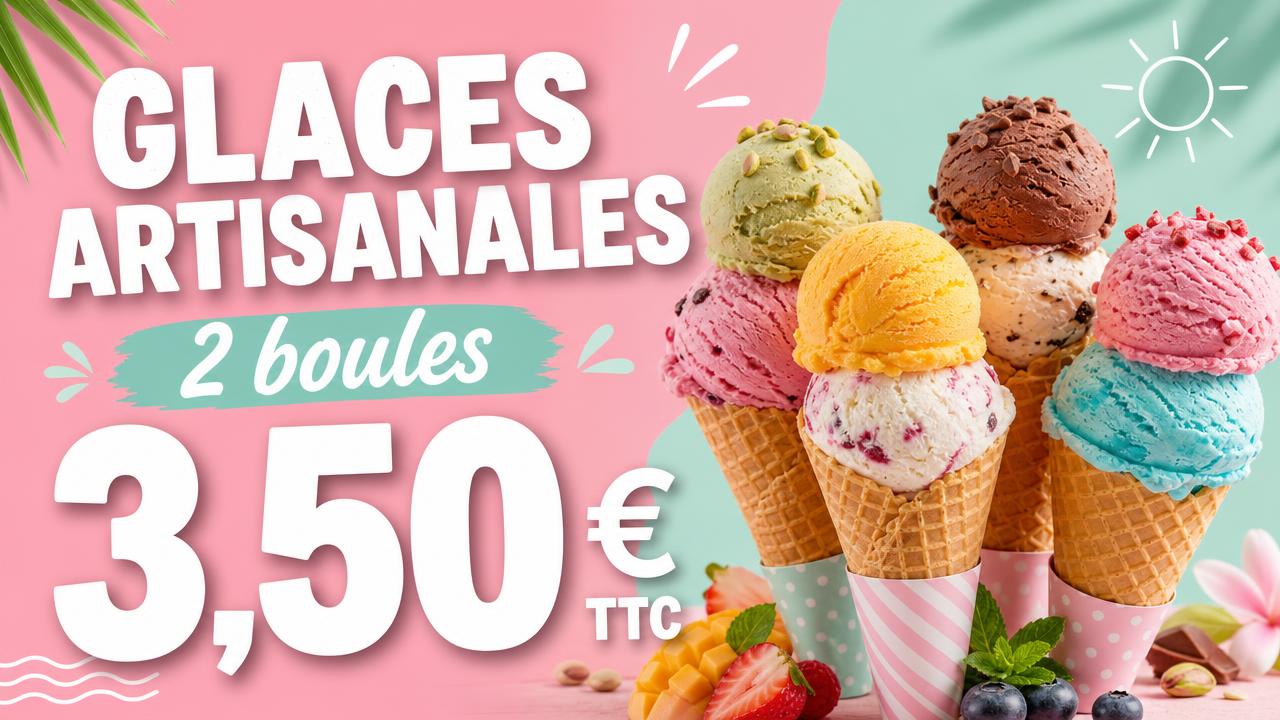 Exemple d'écran Display : Glacier · glaces artisanales dès 3,50 €