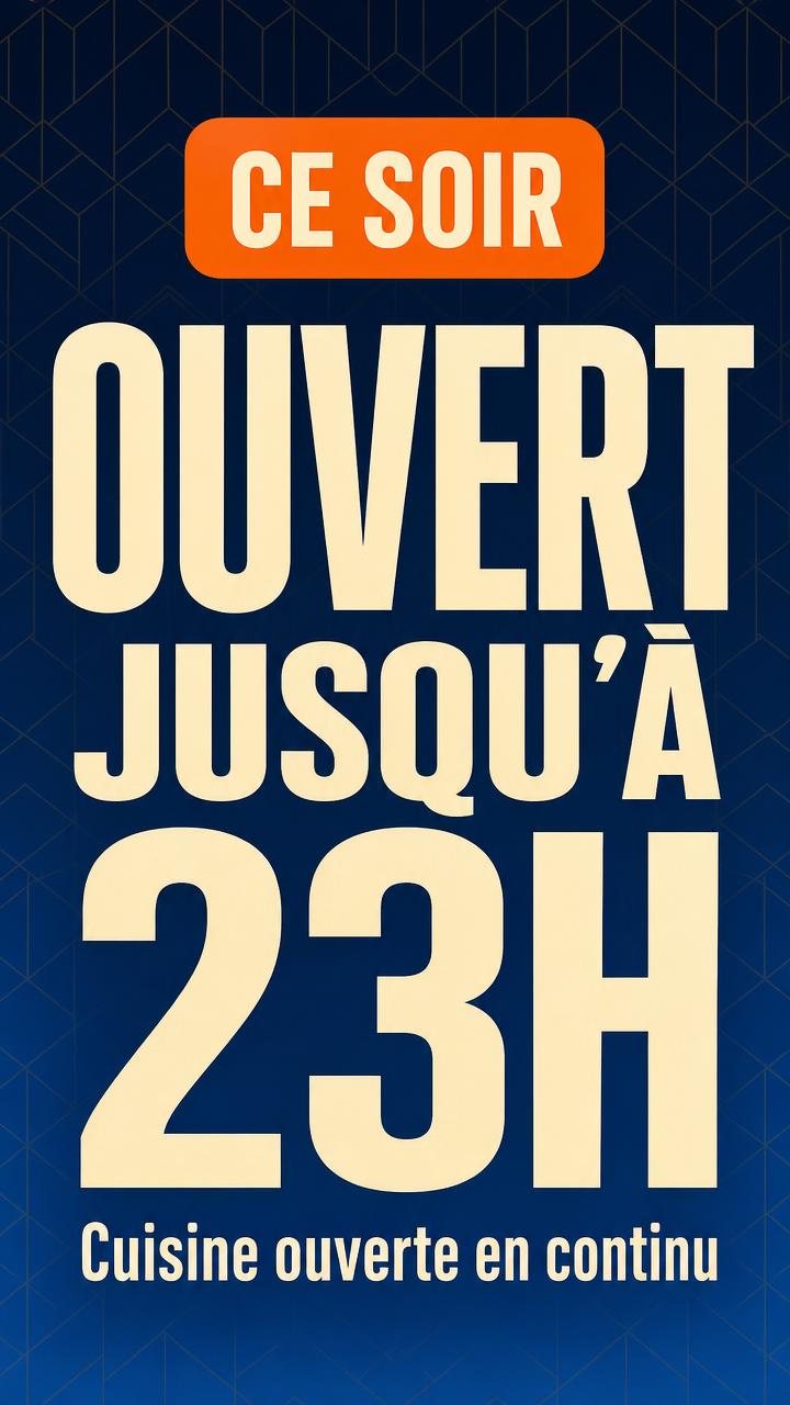 Exemple d'écran Display : Vitrine · ouvert jusqu'à 23 h