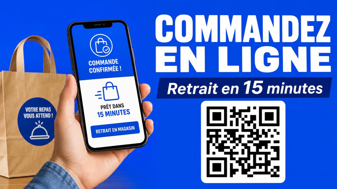 Exemple d'écran Display : Click & collect · QR à scanner