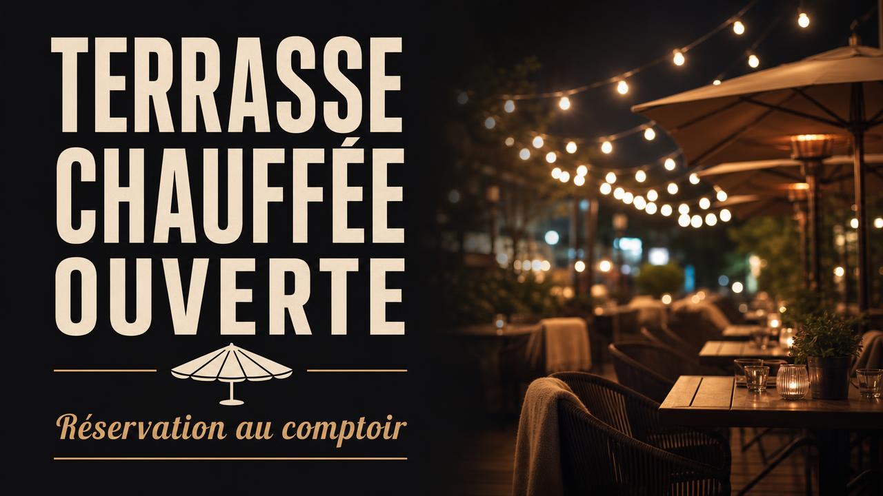 Exemple d'écran Display : Info · terrasse chauffée ouverte